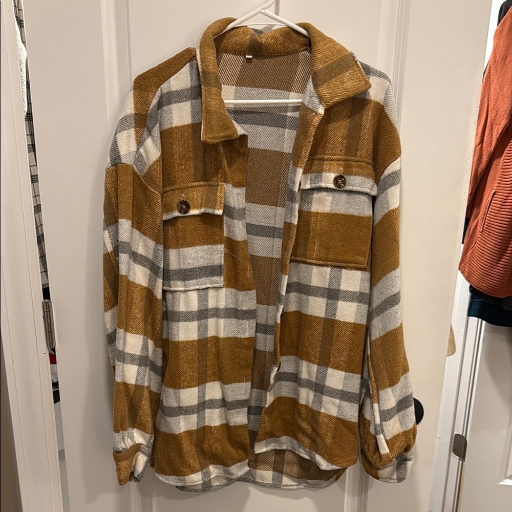 Women’s Gold and Gray Plaid Jacket